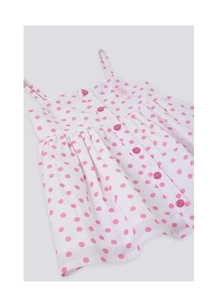Small Dot Detailed Pembe Bebek Elbise