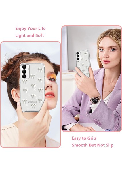 Samsung Galaxy S25 Plus Uyumlu Kılıf Fiyonk Desenli Sert Şeffaf Simli Kamera Çıkıntılı Gümüş Parlak Kapak fırsatları