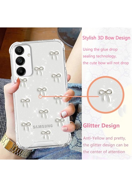 Samsung Galaxy S23 Ultra Uyumlu Kılıf Fiyonk Desenli Sert Şeffaf Simli Kamera Çıkıntılı Gümüş Parlak Kapak fiyatları