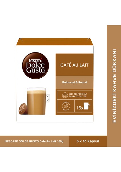 Dolce Gusto Coffee Cafe Au Lait 16 Kapsül x 3 Paket