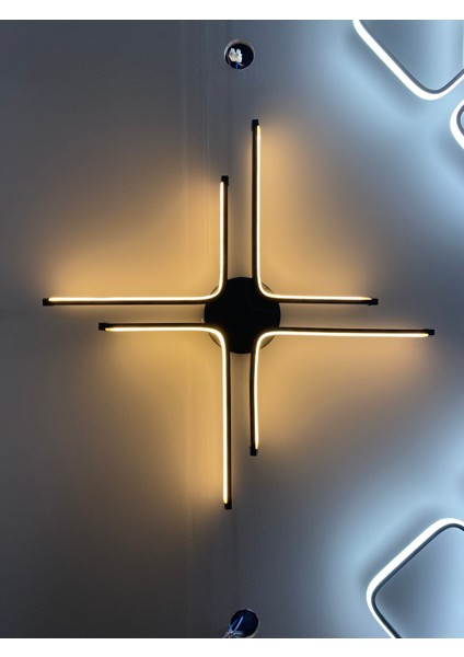 Yüksek Aydınlatmalı Kuzey Yıldızı Model Siyah Tavan Plafonyer LED Avize, 3 Renk Aydınlatma fiyatları