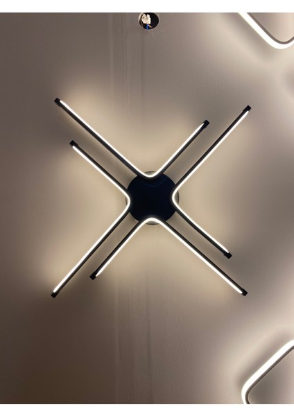 Yüksek Aydınlatmalı Kuzey Yıldızı Model Siyah Tavan Plafonyer LED Avize, 3 Renk Aydınlatma fırsatları