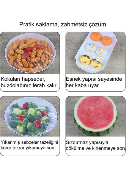 Lastikli Buzdolabı Poşeti 50X40CM Şeffaf Gıda Yiyecek Saklama Torbası Piknik Kamp Poşeti 100 Adet modelleri