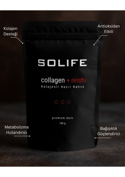 Reishi Mantarı Özlü Kolajenli Hazır Kahve Premium Dark 100 gr fiyatları