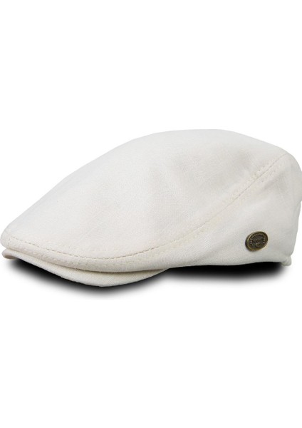 Krem Yazlık London Kasket (Arkası Lastikli)