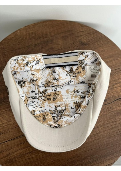 Krem Yazlık London Kasket (Arkası Lastikli) modelleri