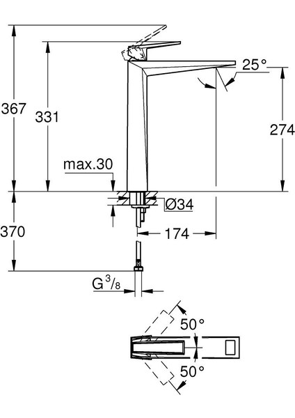 Allure Brilliant Private Collection Lavabo Bataryası Xl Boyut Krom - 24419000 fırsatları