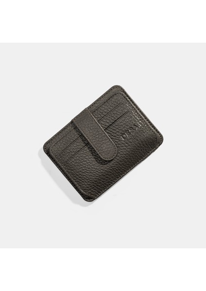 Erkek Koyu Gri Deri Kartlık