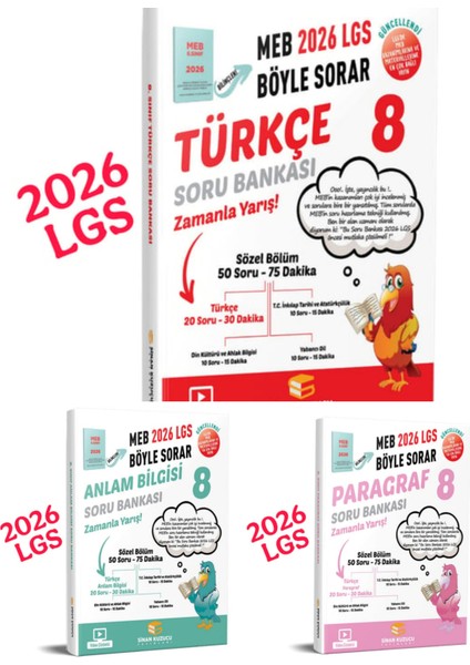 2026 LGS 8.sınıf Türkçe-Anlam Bilgisi-Paragraf Soru Bankası 3'lü Set