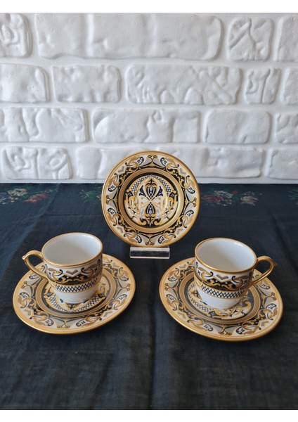 4 Parça 2 Kişilik Porselen Türk Kahvesi Fincan Takımı Santo Serisi