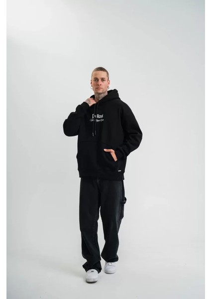 Polızeı Premium Kalite Kapşonlu Dijital Patchli Sweatshirt - Siyah fiyatları