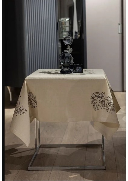 El Baskılı Doğal Pamuk Keten Fiskos Örtüsü (105X105 Cm) Şık Tasarım fırsatları