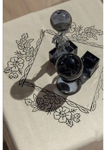 El Baskılı Doğal Pamuk Keten Fiskos Örtüsü (105X105 Cm) Şık Tasarım indirimleri