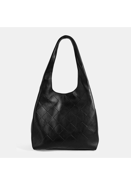 Kadın Siyah Monogram Baskılı Deri Omuz Çantası fırsatları