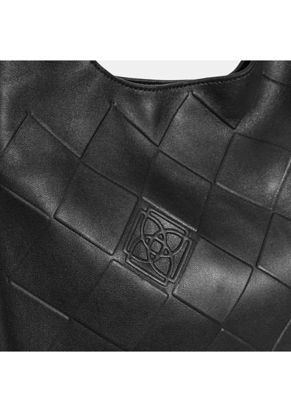 Kadın Siyah Monogram Baskılı Deri Omuz Çantası indirimleri