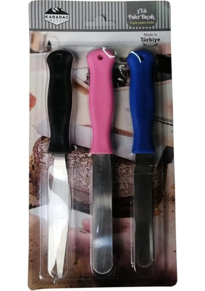 Intime Endüstriyel Mutfak Intime - Karadağ Model - Pasta Sıvama Bıçağı Spatula Seti Sıvama Paleti Metal 3’lü