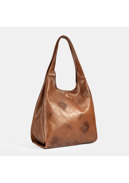 Kadın Taba Monogram Baskılı Deri Omuz Çantası fiyatları