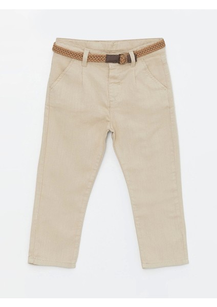 Lcw Kids Bej Basic Erkek Bebek Kemerli Pantolon
