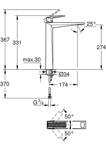 Allure Brilliant Private Collection Lavabo Bataryası Xl Boyut Brushed Hard Graphite – 24417AL0 modelleri