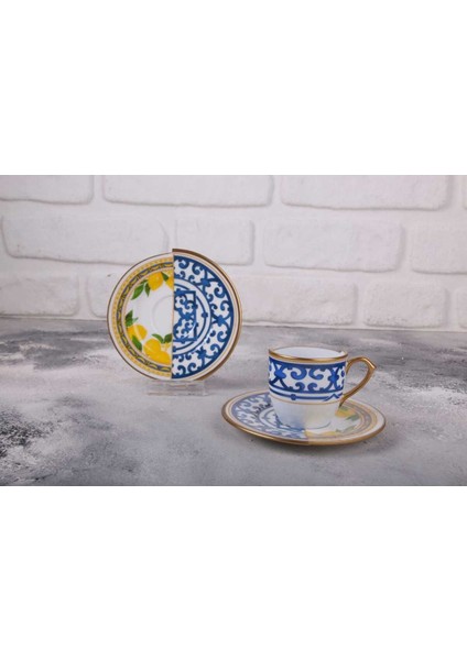 12 Parça 6 Kişilik Porselen Türk Kahvesi Fincan Takımı Lemone Serisi fırsatları