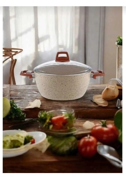 Yüksek Kalite Granit Kaplama Derin Tencere – 30 Cm, Estetik Tasarım