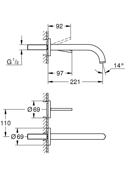 Lavabo Bataryası Iki Delikli Duvardan Atrio Br.hard Graphite – 29406AL0 modelleri
