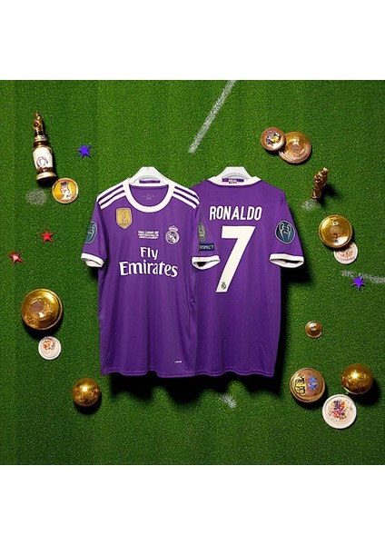 Real Madrid Ronaldo Mor Nostalji Kısa Kol Halı Saha Forması