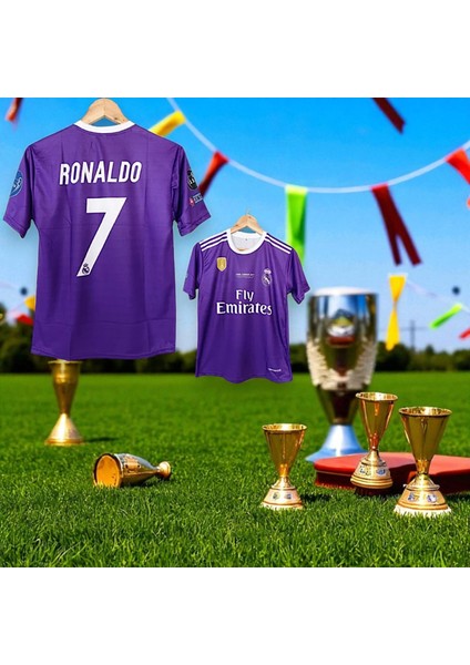 Real Madrid Ronaldo Mor Nostalji Kısa Kol Halı Saha Forması modelleri