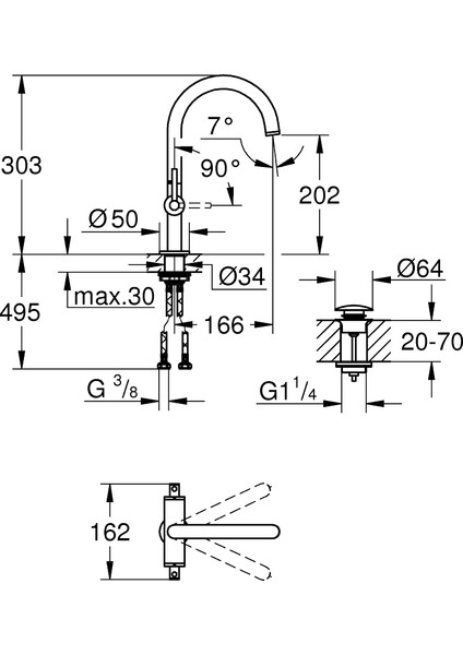 Lavabo Bataryası Atrio L Boyut Brushed Cool Sunrise – 21145GN0 fiyatları