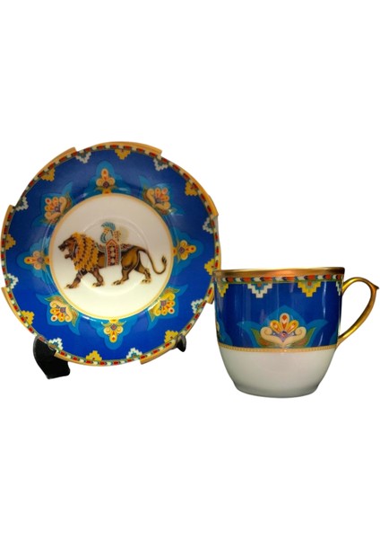 4 Parça 2 Kişilik Porselen Türk Kahvesi Fincan Takımı Leone Serisi