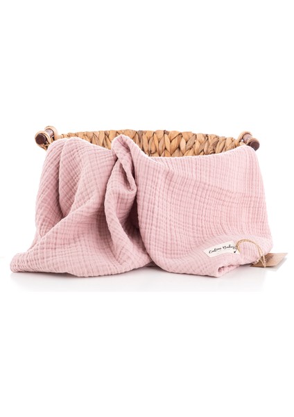 4 Katlı Premium %100 Pamuk Müslin Battaniye| 120x120 cm | Pembe fiyatları
