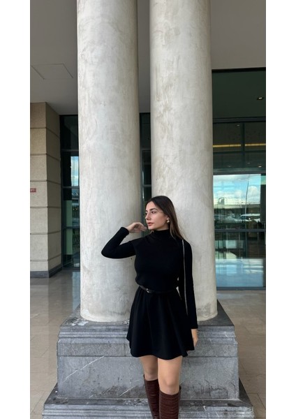 Kadın Uzun Kollu Balıkçı Yaka Salaş Kusa Akrilik Elbise fiyatları