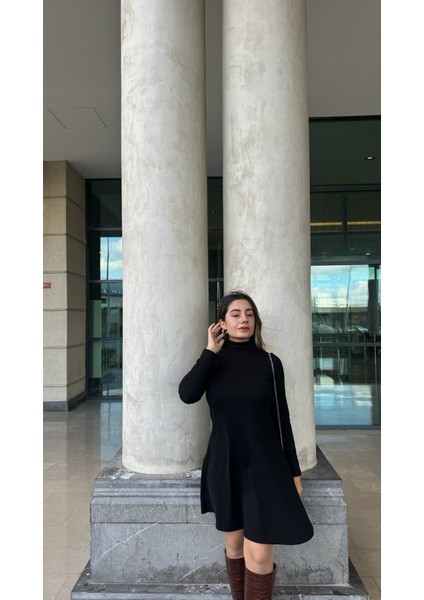 Kadın Uzun Kollu Balıkçı Yaka Salaş Kusa Akrilik Elbise indirimleri