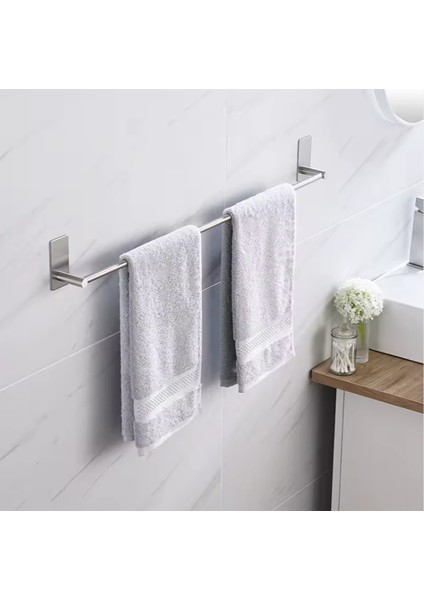 Havluluk Dik Rozetli Yapışkanlı Paslanmaz Çelik Krom Rengi