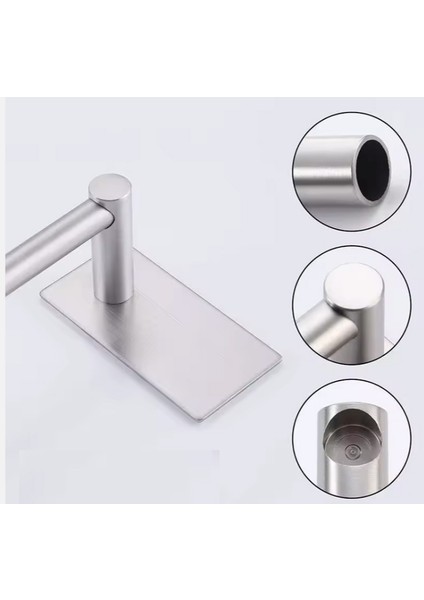 Havluluk Dik Rozetli Yapışkanlı Paslanmaz Çelik Krom Rengi