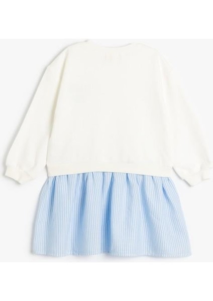 Sweat Elbise Uzun Kollu Yuvarlak Yaka Işleme Detaylı Pamuklu fiyatları