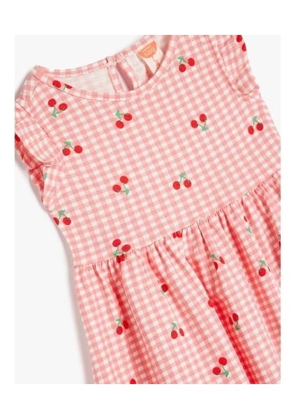 Kız Çocuk Elbisesi Kısa Kol Bisiklet Yaka Şirin Desenli Özel Günler İçin modelleri