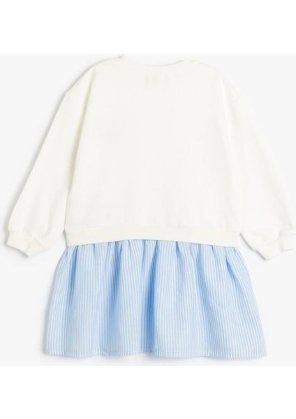 Sweat Elbise Uzun Kollu Yuvarlak Yaka Işleme Detaylı Pamuklu fiyatları