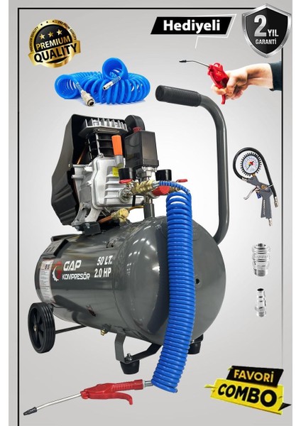 Gap 2 Hp Profesyonel Hızlı Motor 50 Lt Hava Kompresörü Setli fiyatları