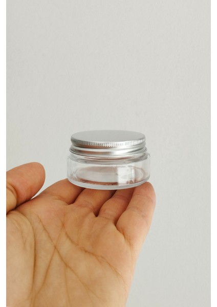 50 cc Kavanoz Metal Gümüş Kapaklı 50 ml Şeffaf Cam Krem Kavanoz 1 Adet fiyatları