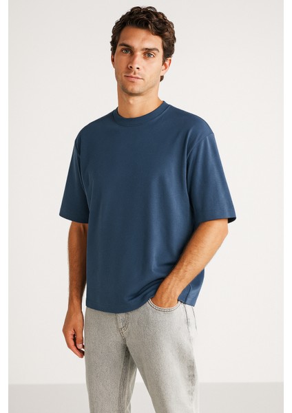 Erkek Oversize Bisiklet Yaka %100 Organik Pamuk Düz Basic Yazlık T-Shirt