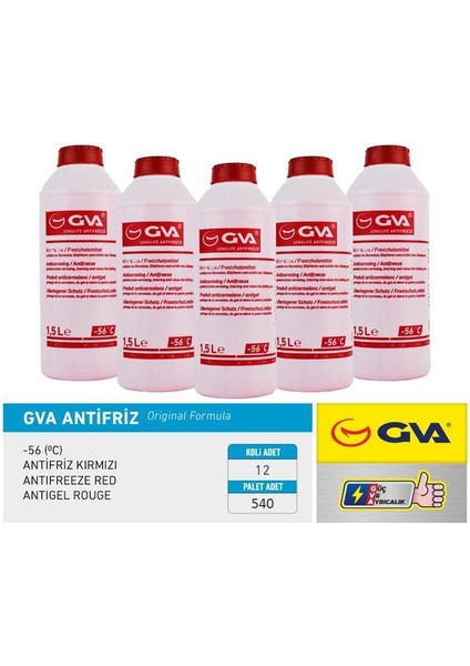 Antifriz 1.5 Lt -56 C Kırmızı Long Life Koli 12 Ad Organık