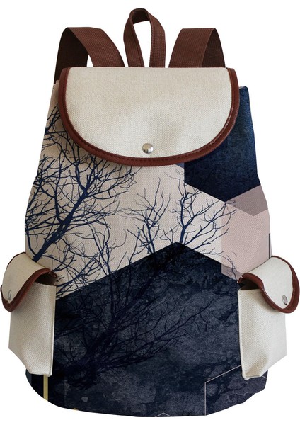 Şık ve Sade Öğrenci Okul Çantası Taşınabilir Depolama Sırt Çantası Geometrik Grafik Baskılı Sırt Çantası (Yurt Dışından)