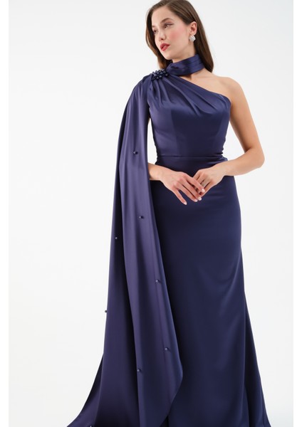 Kadın Lacivert Şal Yaka Inci Söz Nişan Nikah Abiye Elbise fırsatları