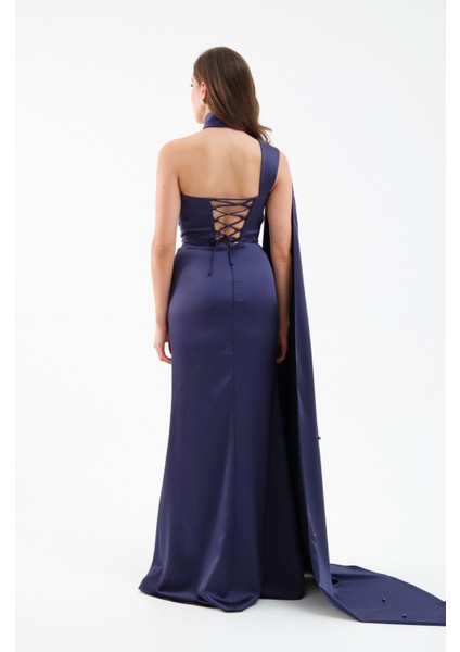 Kadın Lacivert Şal Yaka Inci Söz Nişan Nikah Abiye Elbise indirimleri