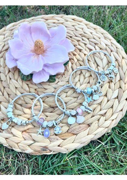 Gümüş Renk Charmlı Çelik Bileklik modelleri