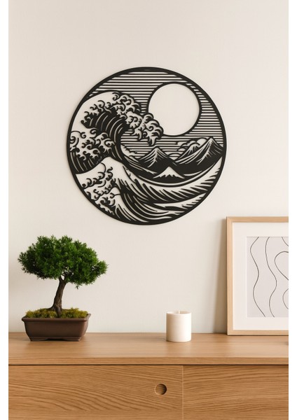 Minimalist Siyah Dalga Silüeti – Masaüstü & Duvar Dekor Figürü