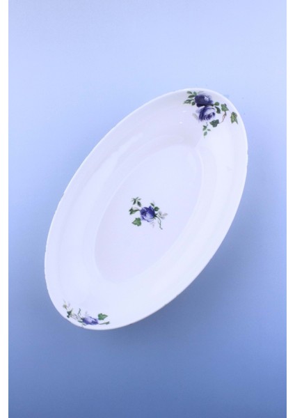Blue Ivy Rose Büyük Boy Porselen Derin Kayık Tabak fiyatları