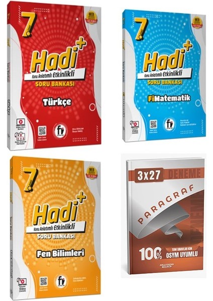 Fi Yayınları 7. Sınıf Fi Türkçe+Matematik+Fen Bilimleri Hadi Konu Anlatımlı Etkinlikli Soru Bankası Seti+Anla Kazan Paragraf