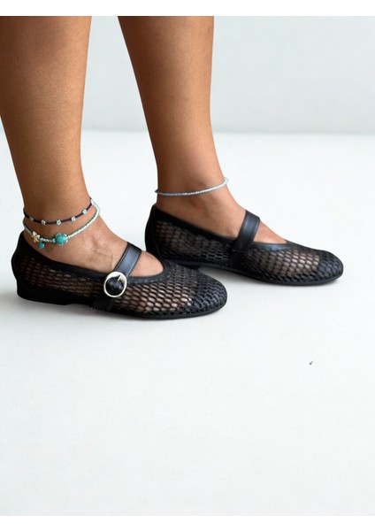 Siyah File Simli Tokalı Yuvarlak Burunlu Kadın Günlük Rahat ve Şık Babet fiyatları